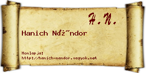Hanich Nándor névjegykártya
