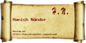 Hanich Nándor névjegykártya